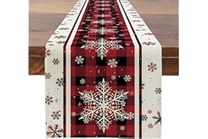 DESIHOM Red Christmas Snowflake Table Runner 13 x 48 Inch, Winter Snow Theme Coffee Christmas Table Runner for Dining,Holiday Christmas Decorations Indoor Home Table Decor