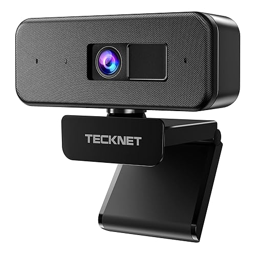 TECKNET Webcam for PC, Full HD 1080P Webcam with Microphone and Privacy Cover, Plug-and-Play, 110° View Web Cam and auto light correction camera for Conference/Meeting/Zoom/Skype/Facetime/Windows/Mac