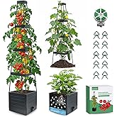 MQFORU 2Pack Raised Garden Bed Planter Boxes with Trellis, 57" Self-Watering Tomato Planter Boxes with Trellis for Climbing Vegetable and Plants, Tomato Cage for Indoor Outdoor Use
