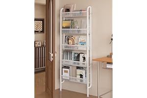 UMDONX Behind The Door Bathroom Shelf Narrow 5-Tier, Space-Saving Slim Storage Shelf Narrow Shelving Unit for Bathroom and Ki