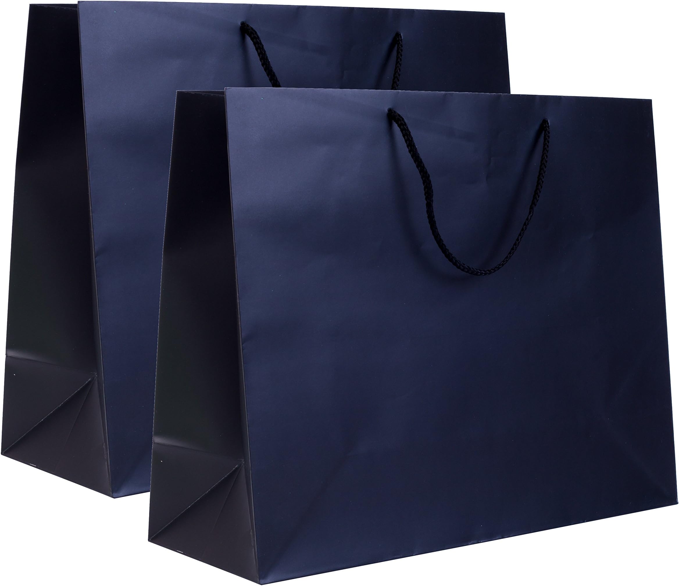 Incredible Packaging - 13" x 5" x 10" Retail Euro Tote Shopping Bags - Heavy Duty 157 GSM - Original Style Paper - Perfect for Mechandise, Retail, Party, Gift Bags. (Black Matte, 50 Bags)