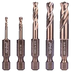 NordWolf 5-Piece M35 Cobalt Stubby Drill Bit Set