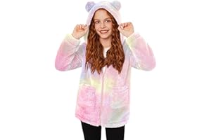 Arshiner Girls Fleece Jacket Kids Zip Up Fall Winter Fuzzy Sherpa Outwear Coat with Pockets