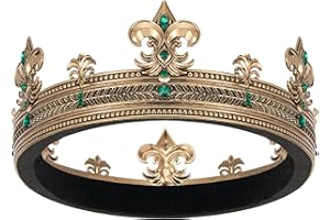 SWEETV Fleur-de-lis King Crown for Men, Royal Prince Tiara Headwear for Medieval, Royalcore,Knight,Viking,Halloween Costume