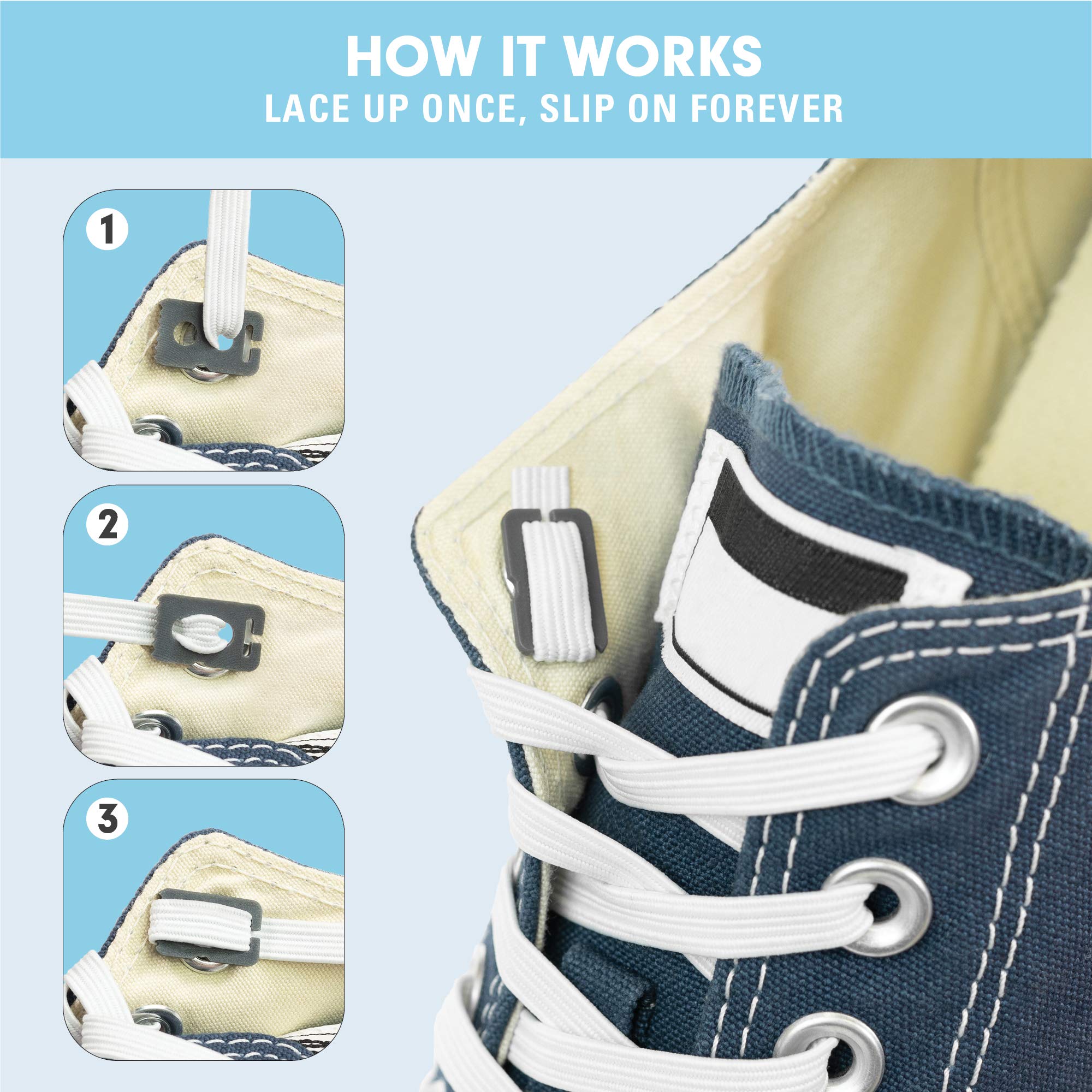 Xpand No Tie Shoelaces for Adults & Kids - Stretch Elastic Shoe Laces for Sneakers | Stretchy Tieless Shoe Strings