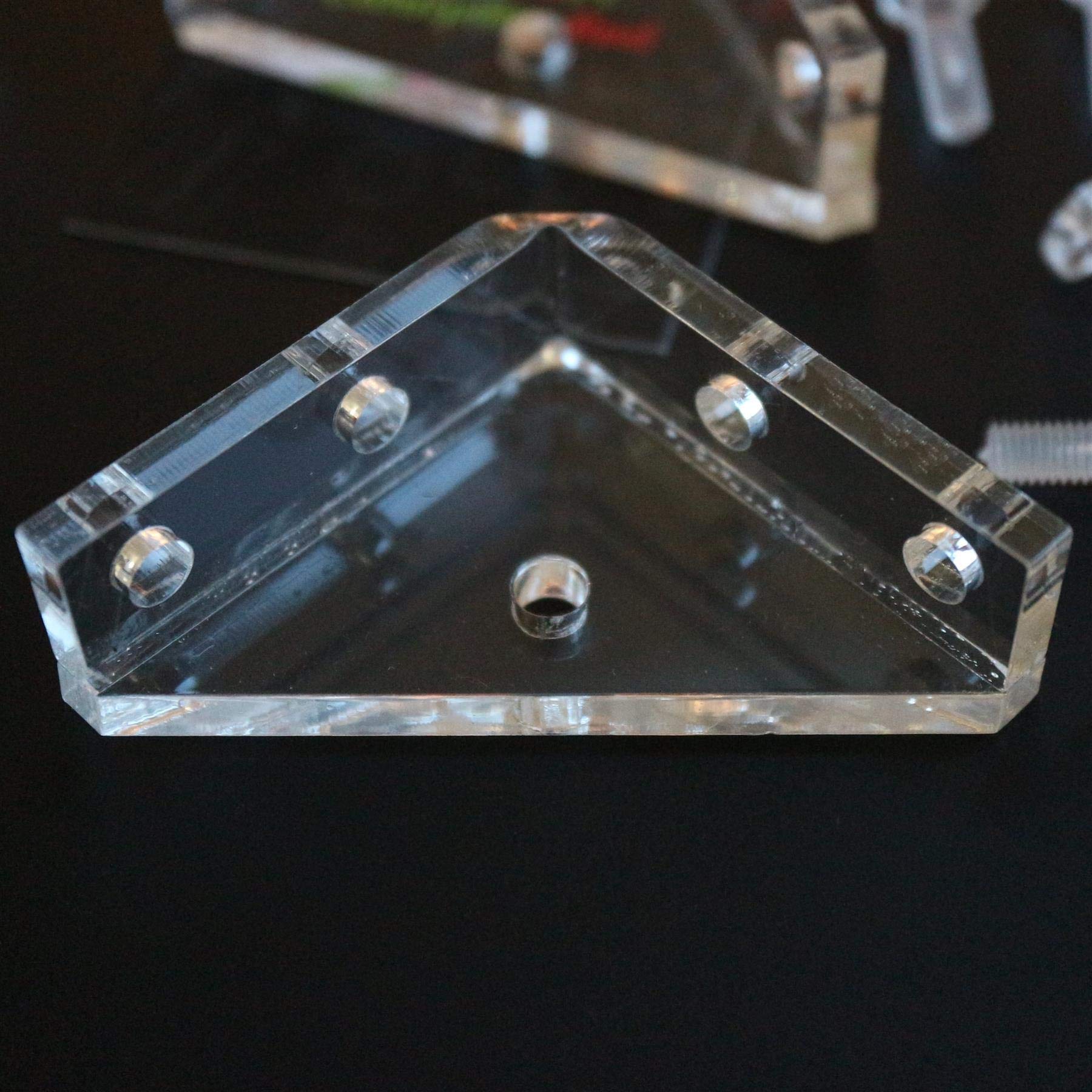 4 x V3, 5mm Thickness, Corner Brackets, Clear Transparent Acrylic + 20x M5 Bolts, Clear Right Angle Bracket, Corner