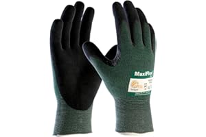 MaxiFlex 3 Pack Cut 34-8743 Cut Resistant Nitrile Coated Work Gloves with Green Knit Shell and Premium Nitrile Coated Micro-F