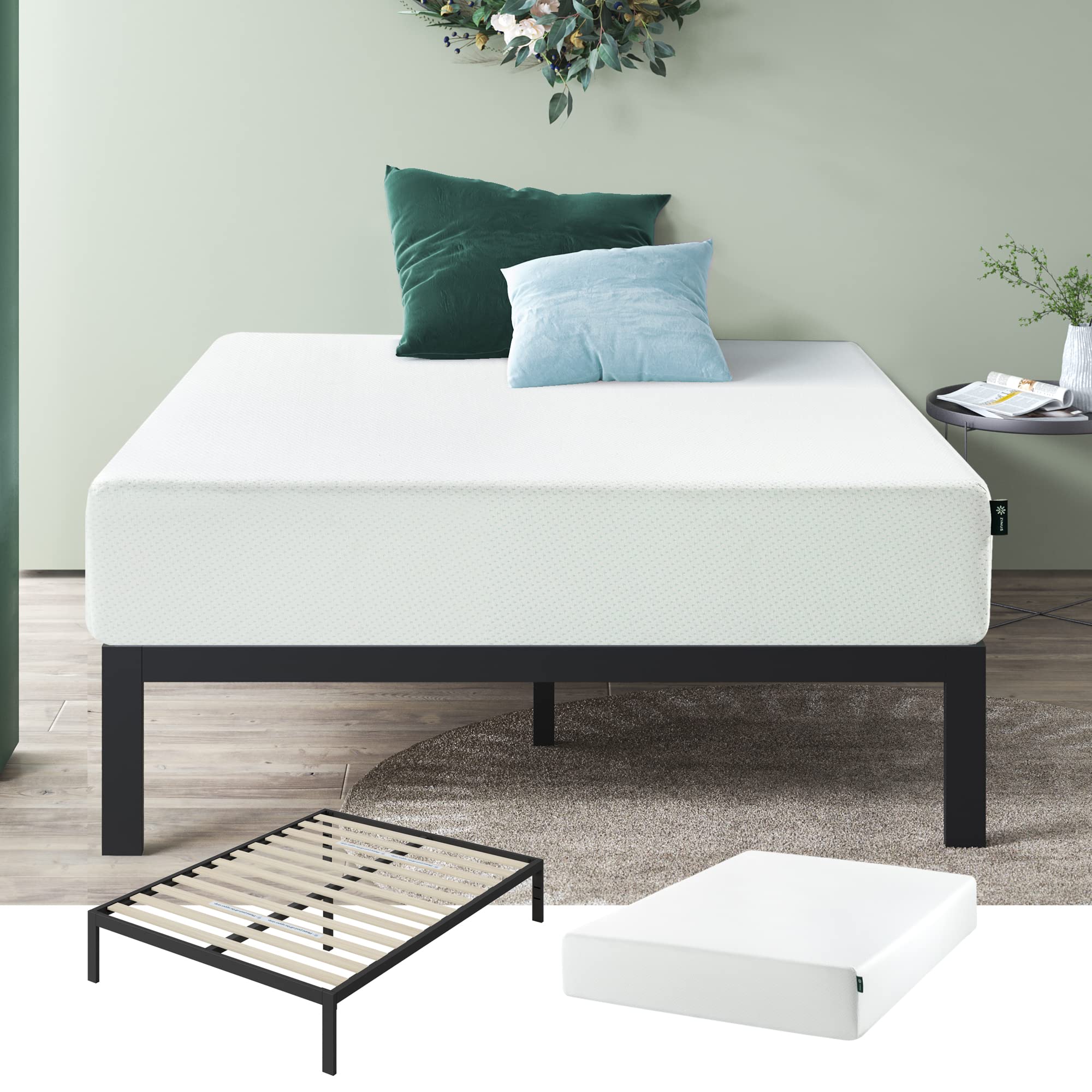 Zinus Set: 10 Inch Green Tea Memory Foam Mattress