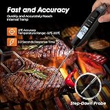 DOQAUS Digital Meat Thermometer Probe 304 Stainless, Backlit, 0.1C, -50C to 300C view 2