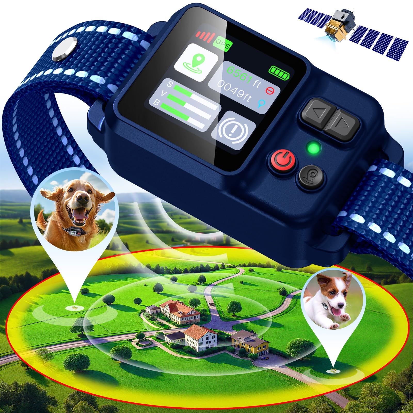 Photo 1 of PRTRFLC GPS Wireless Dog Fence System,Invisible Electric Fence for Dogs,Adjustable Range 49-6561ft,3 Training Mode,Magnetic Charging,Waterproof,Pet Containment System for Outdoor Use