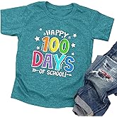 Toddler Happy 100 Days of School Shirt Cute Boys Girls Kindergarten Shirts 100th Day of School Celebration Gifts Tops