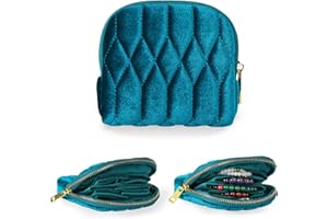 Vidifina Small Travel Jewelry Case, Mini Travel Jewelry Bag with Zipper, 5-Layer Velvet Organizer Pouch for Bracelet Rings Ea