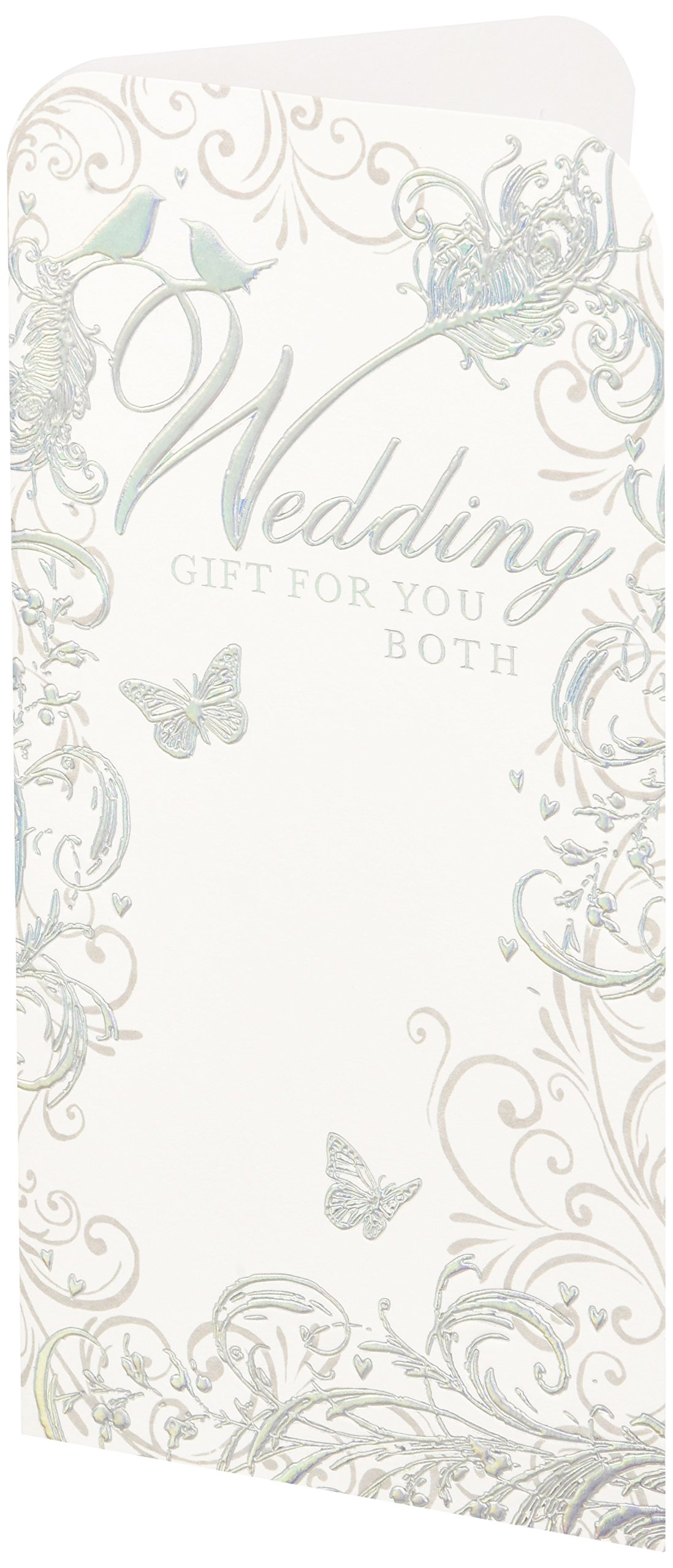Creative Money Wedding Gift Voucher Wallet Card Silver Birds & Butterfly Design