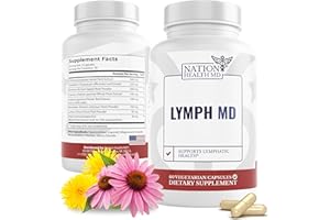 NATION HEALTH MD Lymph MD - Lymphatic Drainage Supplement - with Bromelain, Echinacea, Burdock Root, Dandelion, Rutin, Kelp & More - Lymph System Support for Women & Men - 60 Capsules