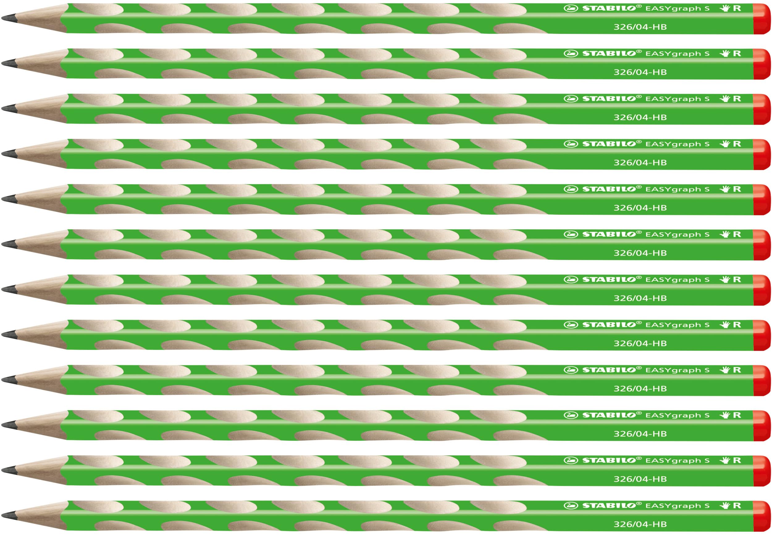 Handwriting Pencil - STABILO EASYgraph S - Right Handed - Green - Box of 12 - HB