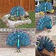 GAOCITA Beautiful Peacock Statue Ornament,2025 New Metal Peacock Outdoor Statue Peacock Statue Garden Decor, Realistic Metal Peacock Lawn Decoration Outdoor Sculpture Easy DIY Assembly Peacock, Blue
