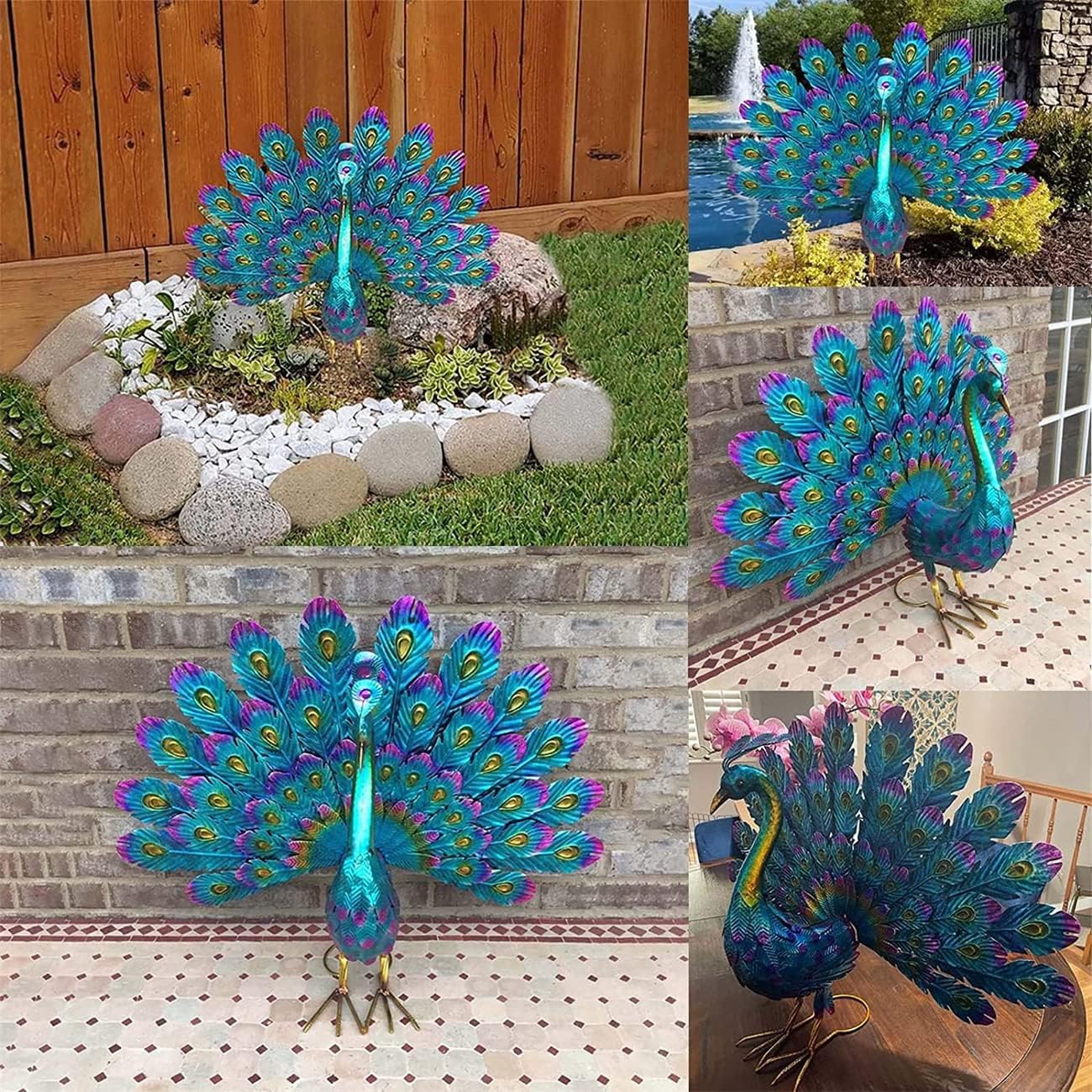 Photo 1 of 1pc only.  GAOCITA Beautiful Peacock Statue Ornament,2025 New Metal Peacock Outdoor Statue Peacock Statue Garden Decor, Realistic Metal Peacock Lawn Decoration Outdoor Sculpture Easy DIY Assembly Peacock, Blue