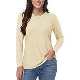 YUCOLEN Long Sleeve Shirts for Women Cotton Crewneck Casual T-Shirts Soft Basic Tee Long Sleeve Tops