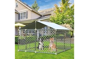 XBRIGH Heavy Duty Outdoor Dog Kennel Outside with Waterproof UV-Resistant Cover, Security Lock, Durable Dog Enclosure for Large Dogs