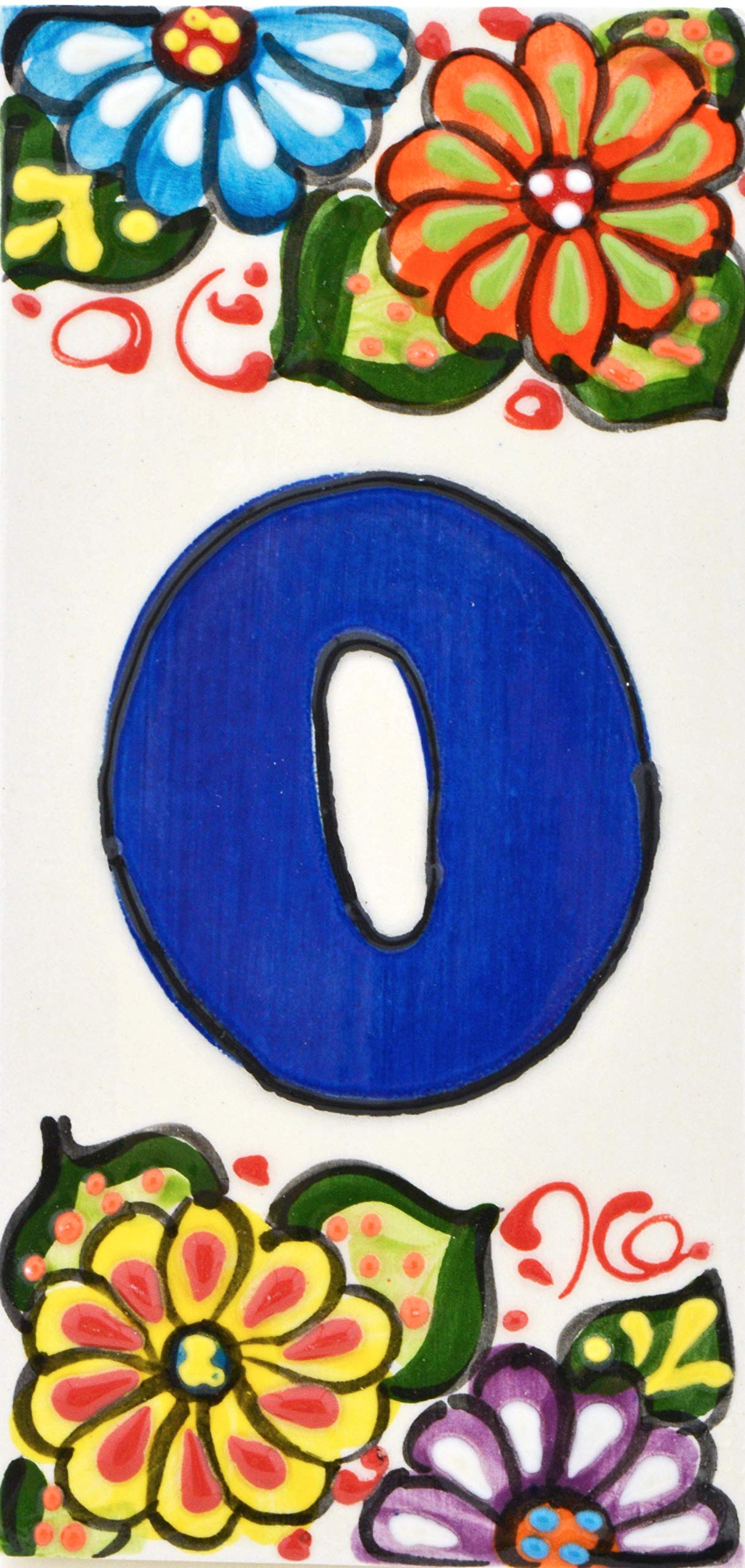 House numbers 6 inch. Handpainted house number tiles for signs, addresses and names. Address numbers for houses. House address numbers and letters. Design GARDEN 5,71" x 2,76" (NUMBER 0)