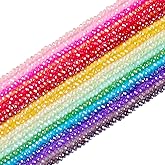 Spritewelry 18 Strands Faceted Crystal Glass Beads for Jewelry Making 3mm Rainbow Bicone Glass Beads Iridescent Rondelle Beads Crystal Spacer Beads for Bracelet Necklace 18 Colors