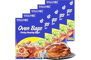WRAPOK Oven Cooking Bags Large Size Turkey Roasting Baking Bag For Meats Ham Ribs Poultry Seafood, 17 x 21.5 Inch - 20 Bags Total(Pack of 5)