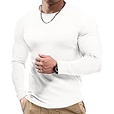 JMIERR Mens Muscle Shirt Slim Fitted Long Sleeve Anti-Wrinkle Casual Workout Gym T Shirts Crewneck