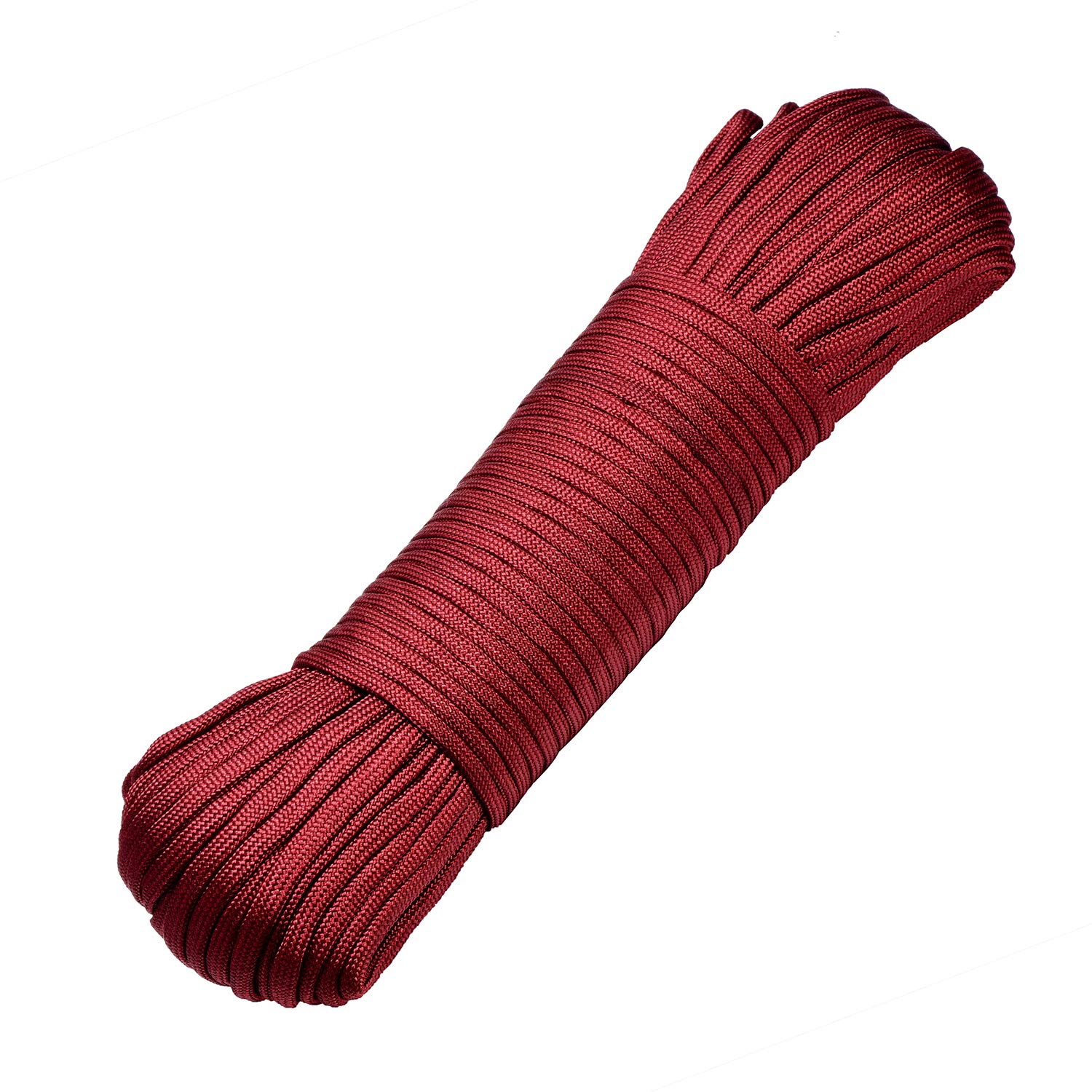 DonDon 98 ft - 30 m nylon cord Paracord survival DIY rope cord for outdoor camping activities 0.6 inch - 4 mm - 7 strands bordeaux shining