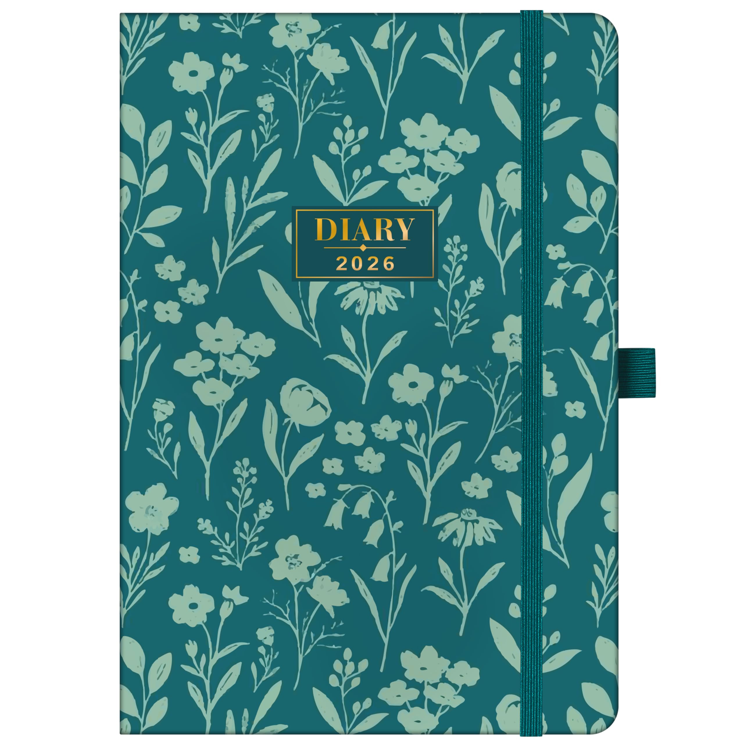 2026 Diary - A5 Diary 2026 from January to December, Week to View with Pen Loop and Hardback Cover for School, Home or Office, Elastic Closure & Ribbon