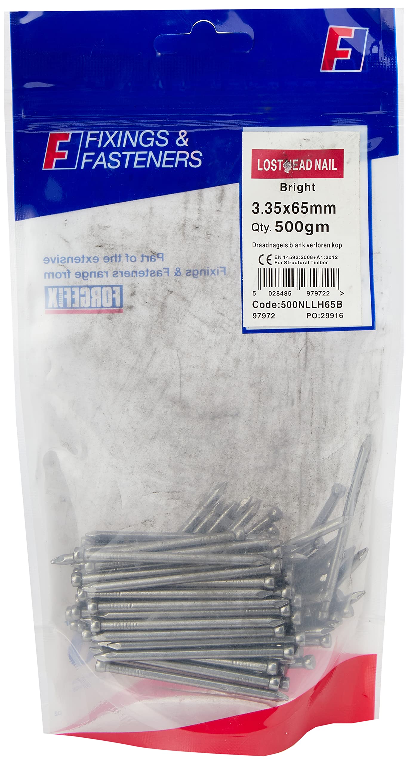 ForgeFix Lost Head Nails | 3.35 x 65mm | Bright | Bag 500gm