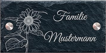 Turschilder Fur Die Haustur Mit Namen Gravur Sonnenblume 20x10 Cm
