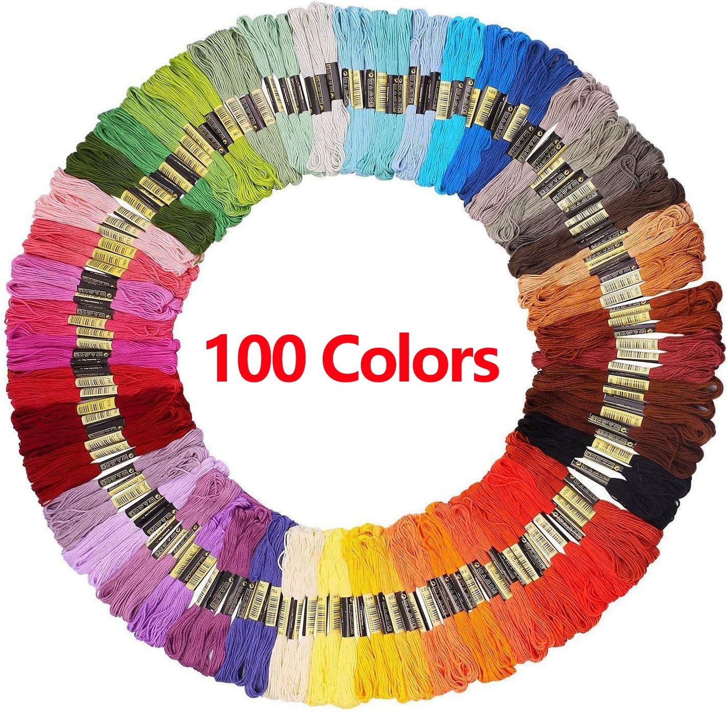 Emoly Embroidery Floss Premium Rainbow Color 100 Skeins Per Pack Cross Stitch Threads Friendship Bracelets Floss Crafts Floss