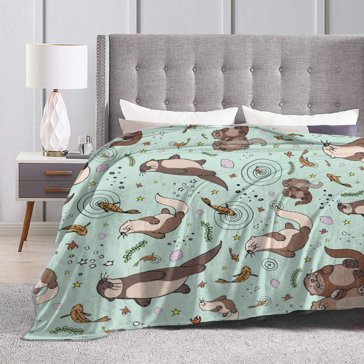 Amazon Otter Fleece Blanket Sea Otters Micro Fleece Blanket