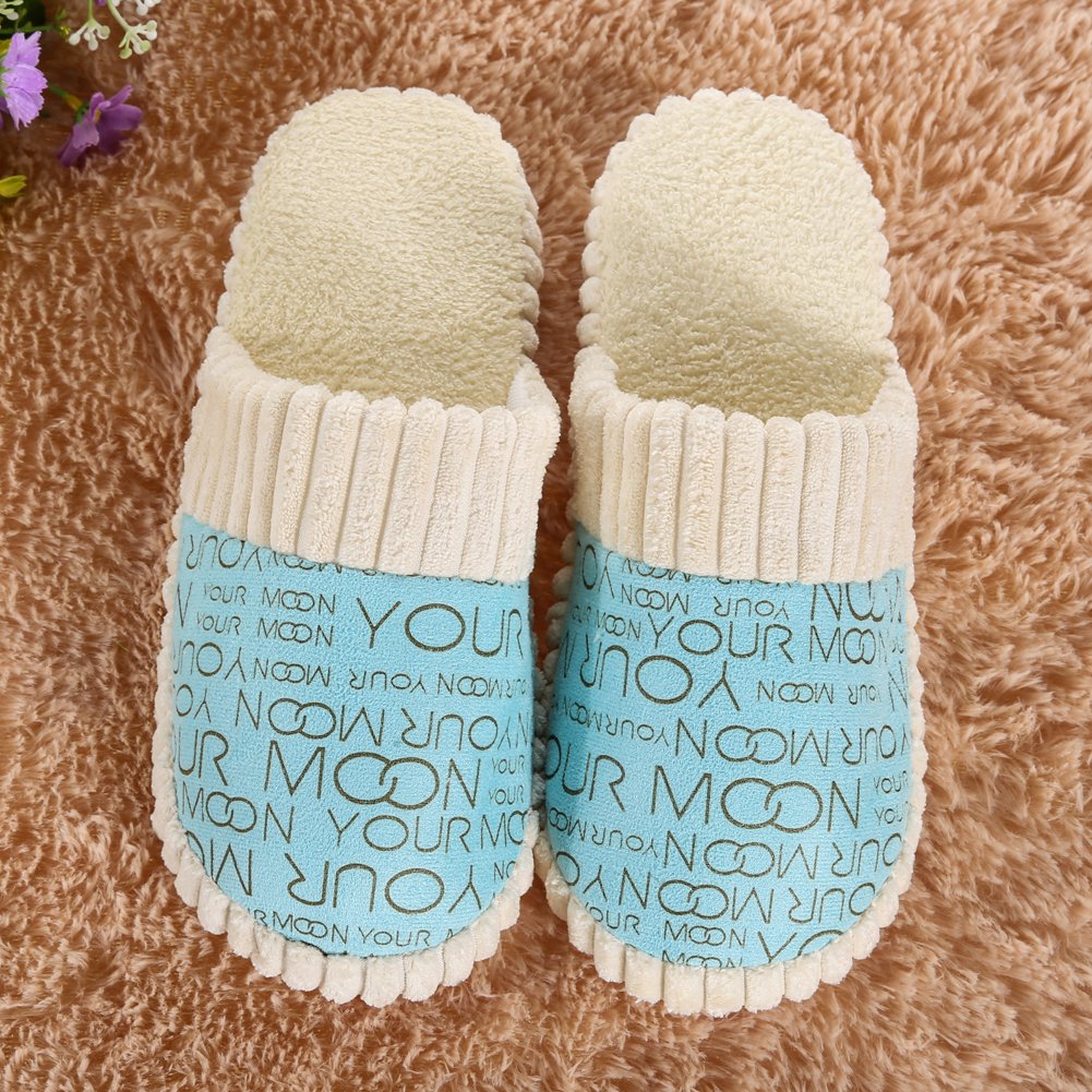 zibuyu unisex warm soft anti-slip letter cotton slipper shoes pink women men