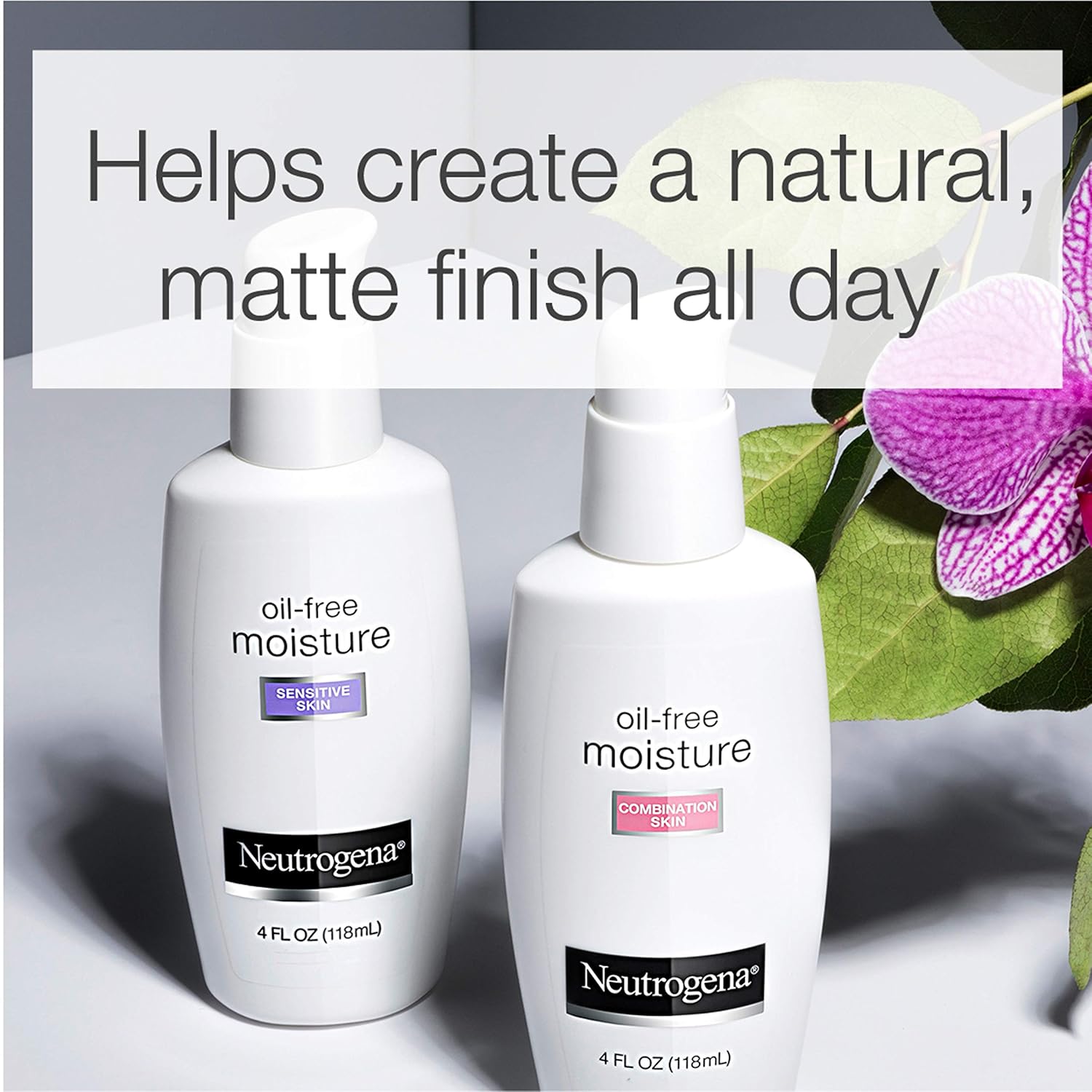 Neutrogena Oil Free Moisture Glycerin Face Moisturizer & Neck Cream for Combination Skin, Lightweight, Oil Absorbing Facial Moisturizer Lotion for a Soft Natural Matte, 4 fl. oz: Beauty