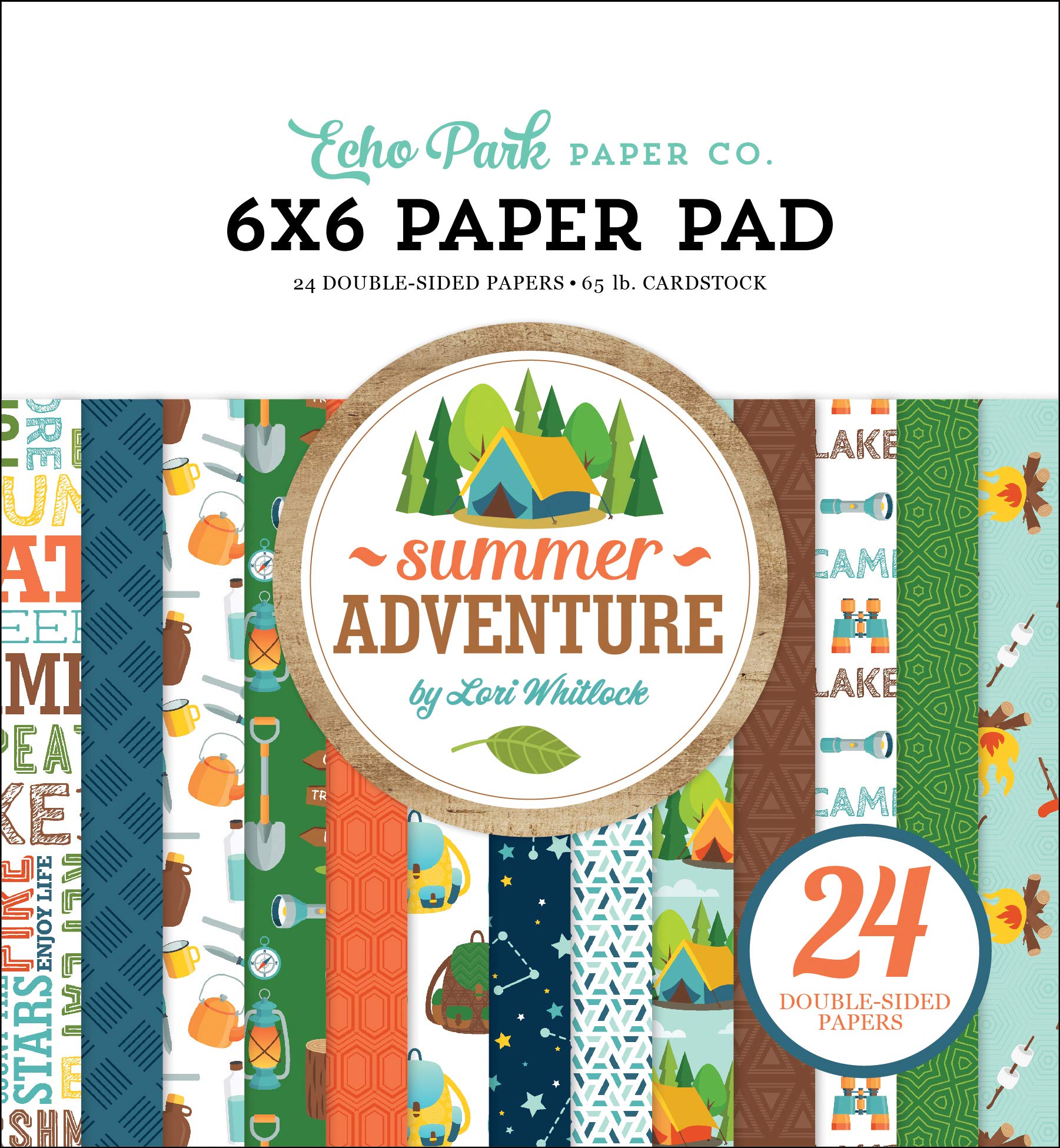 Echo Park Paper Company, Paper, Teal, Brown, Red, Navy, Green, Orange, 6-x-6-Inch
