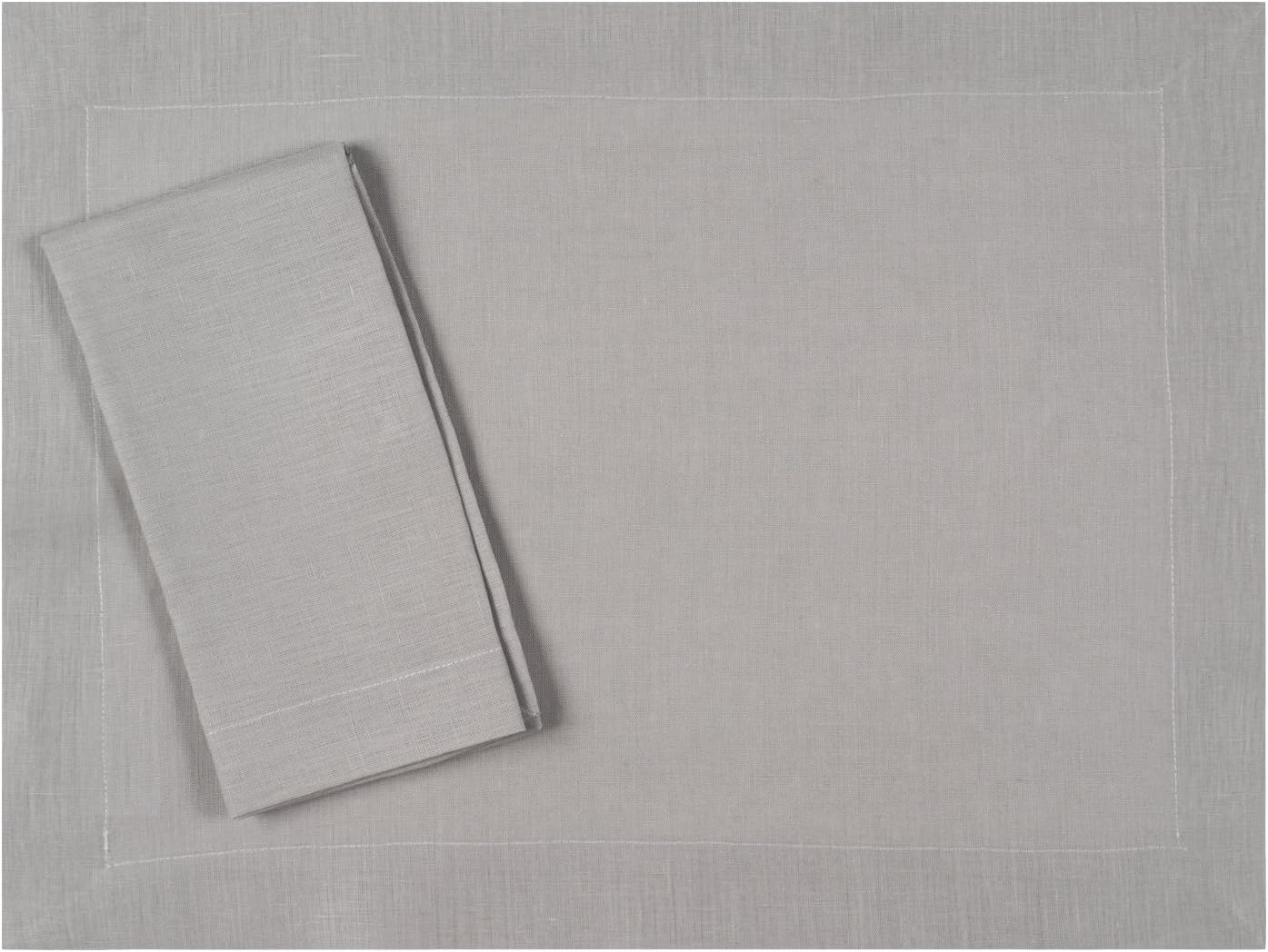 Huddleson Silver Grey Pure Italian Linen Placemat 15x20 (Set of Four) Luxury Made in US