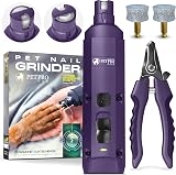 PETPROVED Dog Nail Grinder Silent Electric Pet Nail Trimmer with 2 Heads