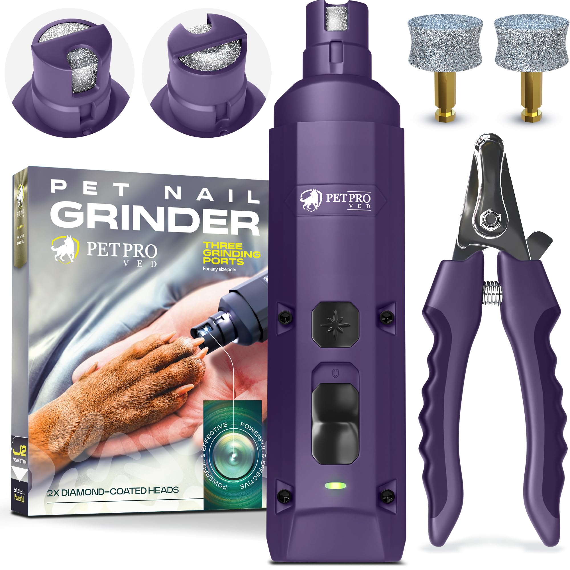 PETPROVED Dog Nail Grinders Silent Dog Claw Grinder Dog Nail Grinder for Dogs Claws Safe Dog Nail Trimmer Electric Pet Nail Grinder for Dogs Nail File