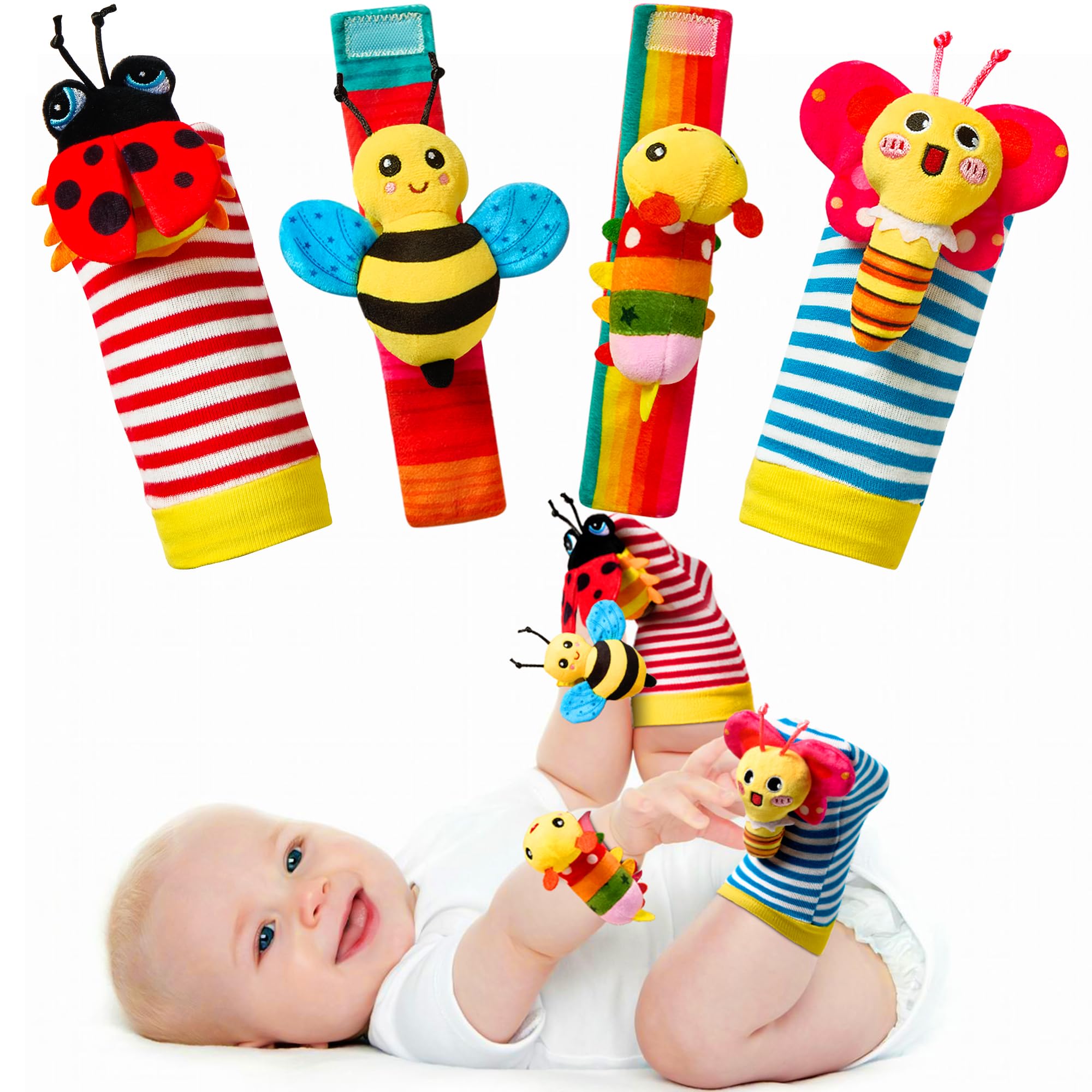 Photo 1 of Baby Toys 0-6 Months: Baby Rattles 0-6 Months Baby Essentials for Boys Girl Infant Toys Wrist Rattles Socks Hand & Feet Newborn Essentials Must Haves Registry Search Shower Gifts for 0-3 0-12 Months