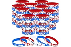 DEEKIN 150 Pcs Patriotic Silicone Bracelets American Flag Wristband 4th of July Red Blue White Rubber Wristband USA Parade Throws Bulk Fourth of July Bracelets for Independence Day Party Favors Accessories