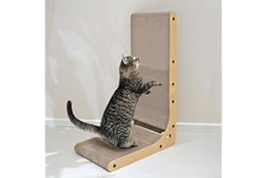 PETKARAY Cat Scratcher, Cat Scratching Board, L Shape Cat Scratch Pad for Indoor Cats, Floor Mounted Scratching Cardboard with Ball Toy