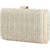Summer Straw Clutch Purses for Women, Raffia Woven Crossbody Handbags, Evening Bag for Party Wedding
