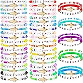 yesaior 60 Pcs Jesus Loves You Christian Bracelets Bulk Easter WWJD Colorful Friendship Bracelet for Women Bible Verse Religious Cross Beaded Wristband for Church Reminder Jewelry Gift