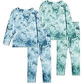 Jimonda Kids Toddler Soft Rayon From Bamboo Pajamas Long Sleeve Boys Girls Sleepwear Outdoor 4pcs Set Tops&Pants Tie Dye Pj