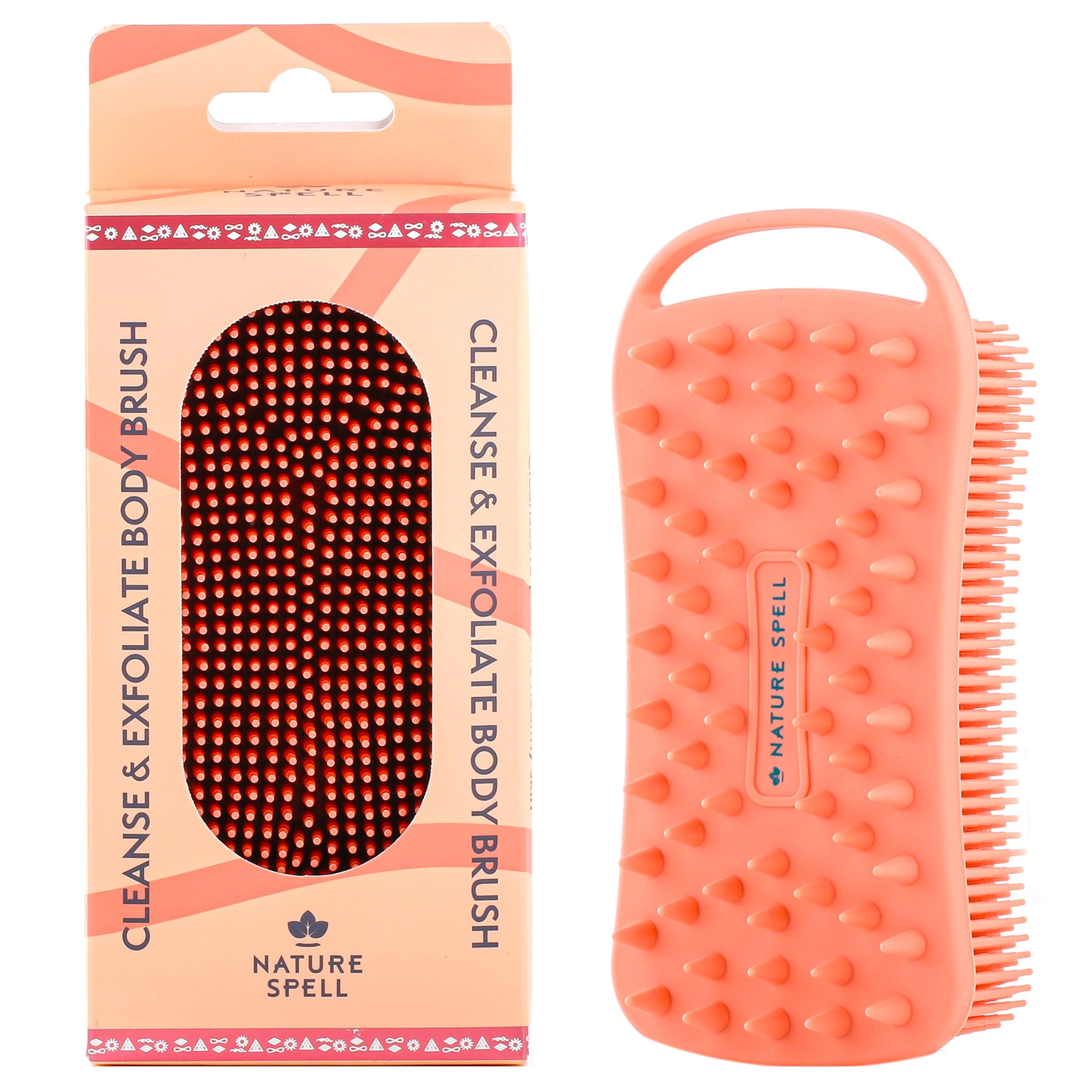 Nature Spell Silicone Body Scrubber, Dual-Sided Exfoliator & Cleansing Brush, Waterproof & Easy to Clean