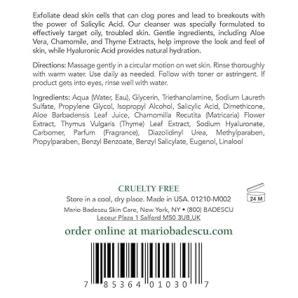 mario badescu cleanser ingredients