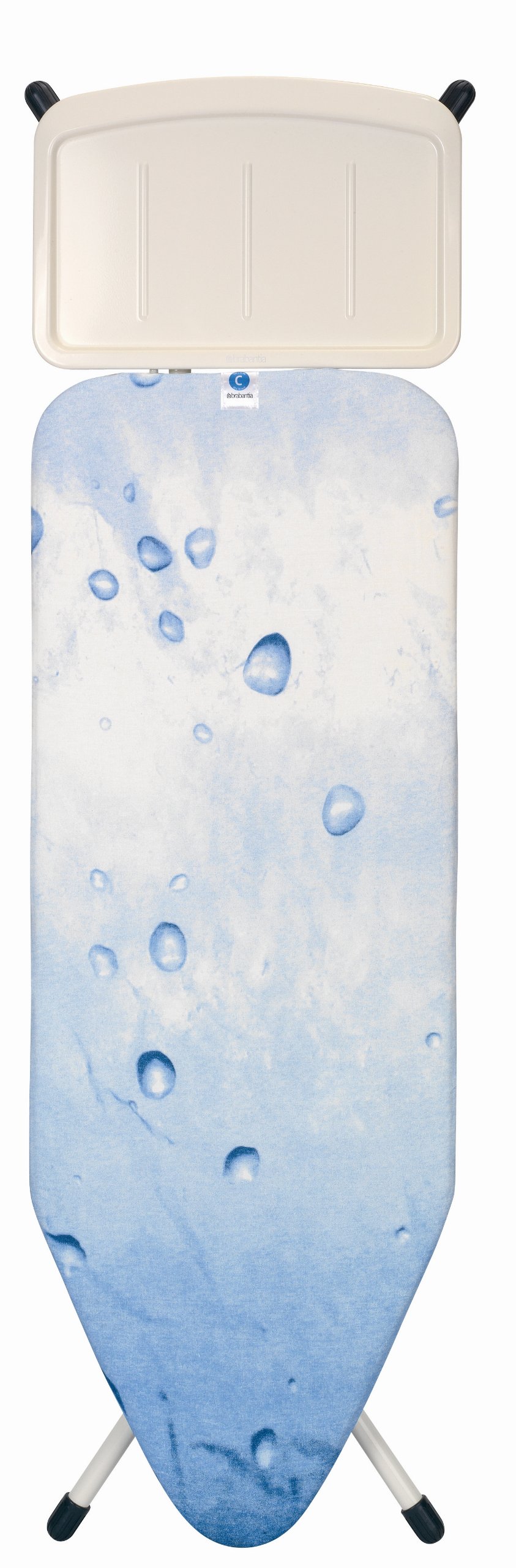 Brabantia Size C Ironing Board (49x18 in) 7 Height Options, Solid Steam Unit Rest Holder (Ice Water) Non-Slip Feet, Anti-Collapse Child Locks