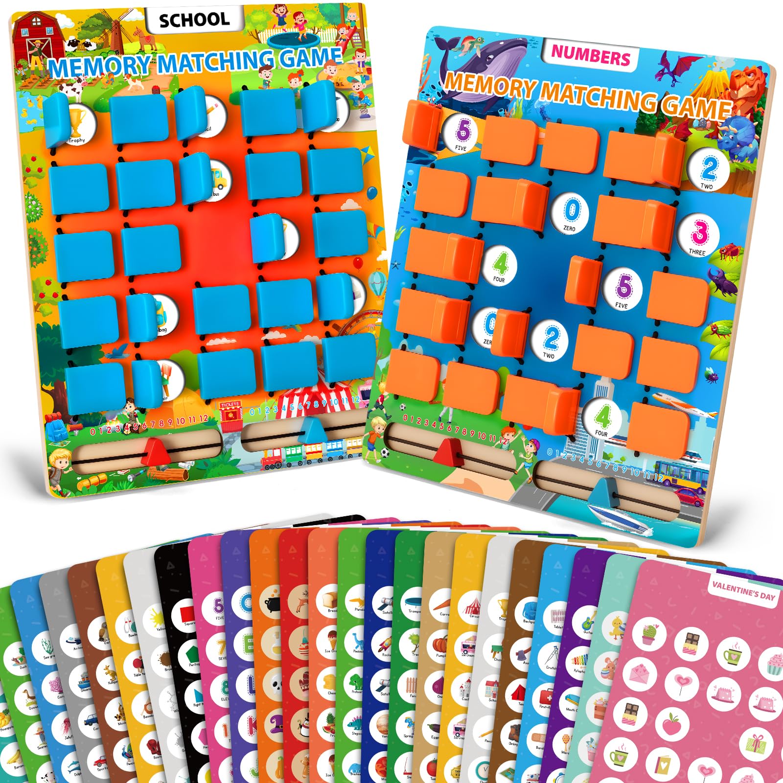 Photo 1 of 2 Pack Matching Memory Game for Kids Age 3 4 5 6 7 8 Years Old, Travel Toy for Toddlers Boys Girls, Road Trip Travel Essentials for Kids, Airplane/Car/Camping Activity, Ideal Christmas, Birthday Gifts