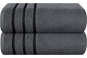 MyOwn Cotton 2 Pack Oversized Bath Towel Set 28x55 inches, Large Bath Towels, Ultra Absorbant Compact Quickdry & Lightweight Towel, Ideal for Gym Travel Camp Pool - Charcoal Grey